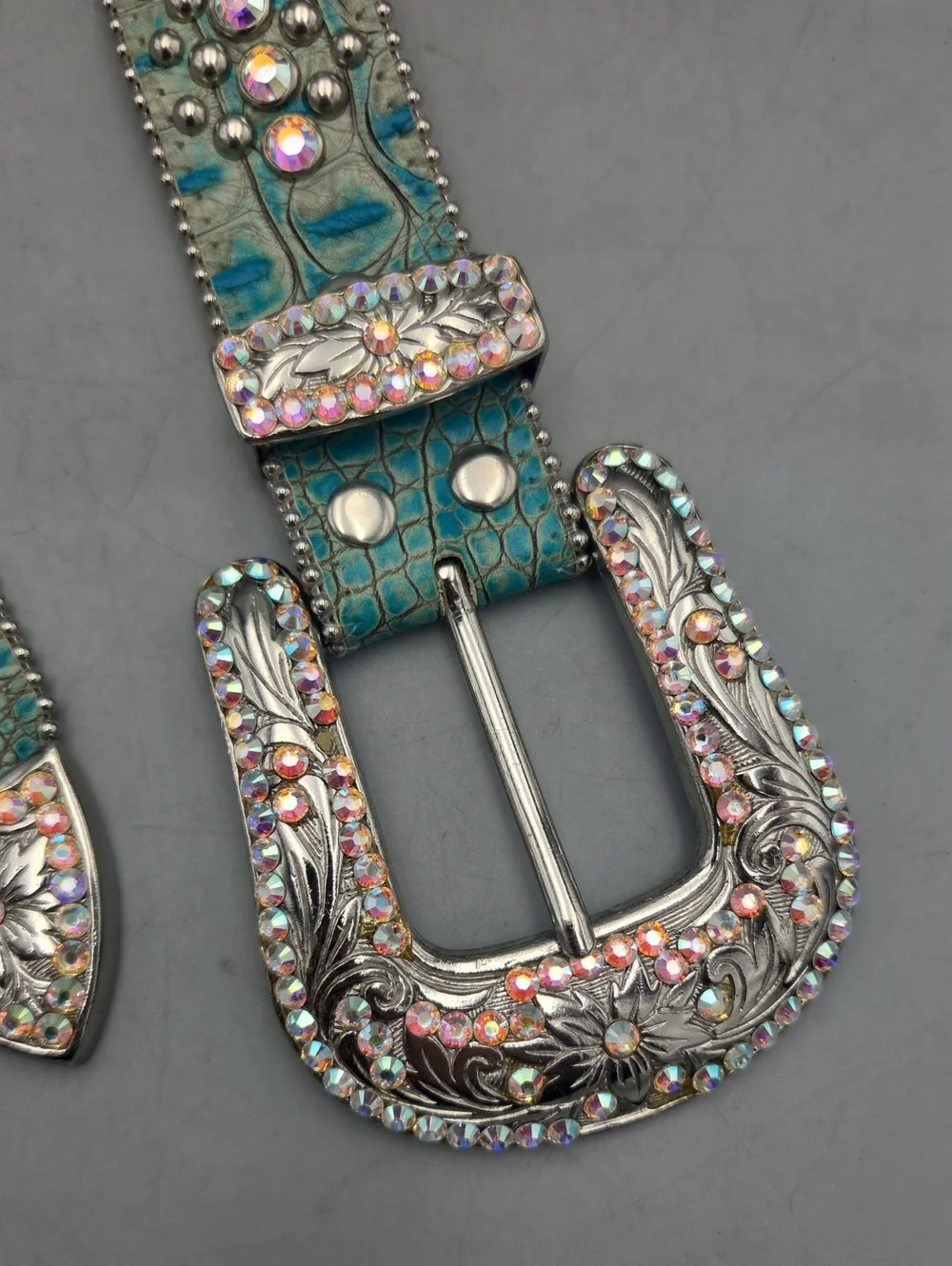 BB Simon Swarovski Belt Aqua Green Light Teal Women Medium